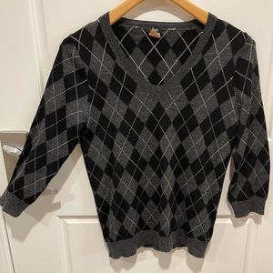 J. Crew V Neck Argyle Sweater